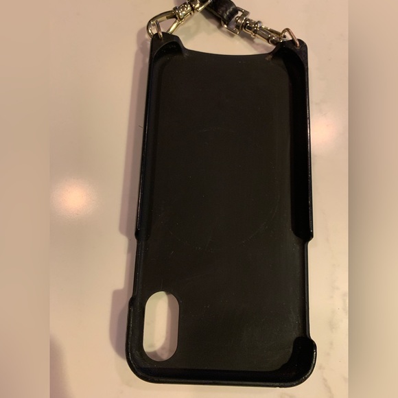 Bandolier crossbody phone case wallet for iPhone XR.  Pebbled black leather. - Picture 3 of 7